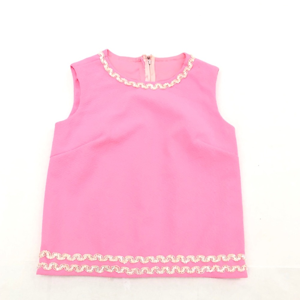 VINTAGE PINK SLEEVELESS TOP W/ SEQUENCE DETAIL